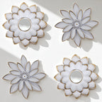 Set 4 Marcos De Espejos Flor De Loto Decorativo Blanco Deco