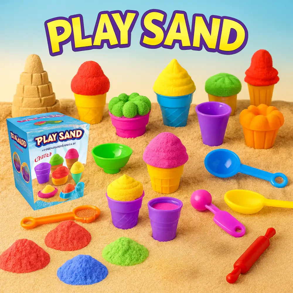 Set De Arena Magica Infantil Con Accesorios y Moldes Variado