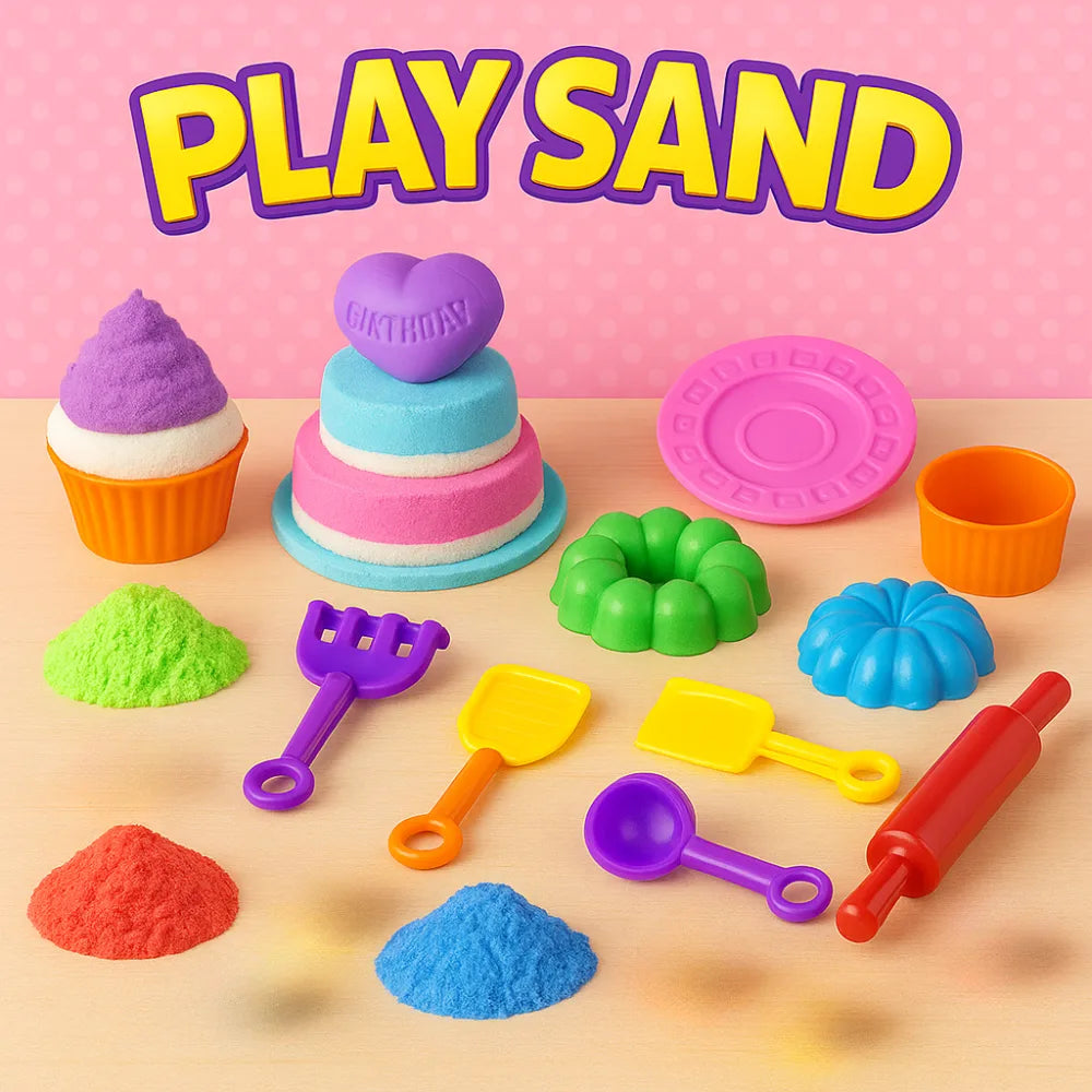 Set De Arena Magica Infantil Con Accesorios y Moldes Variado