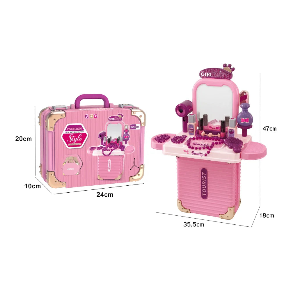 Set Maleta Tocador De Belleza Infantil Con Maquillaje Juguete