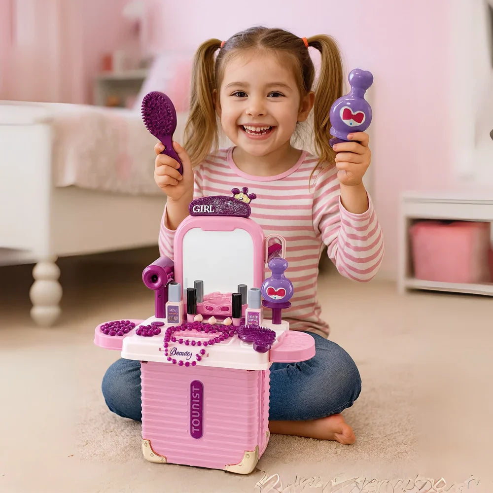 Set Maleta Tocador De Belleza Infantil Con Maquillaje Juguete