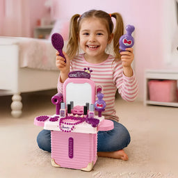 Set Maleta Tocador De Belleza Infantil Con Maquillaje Juguete