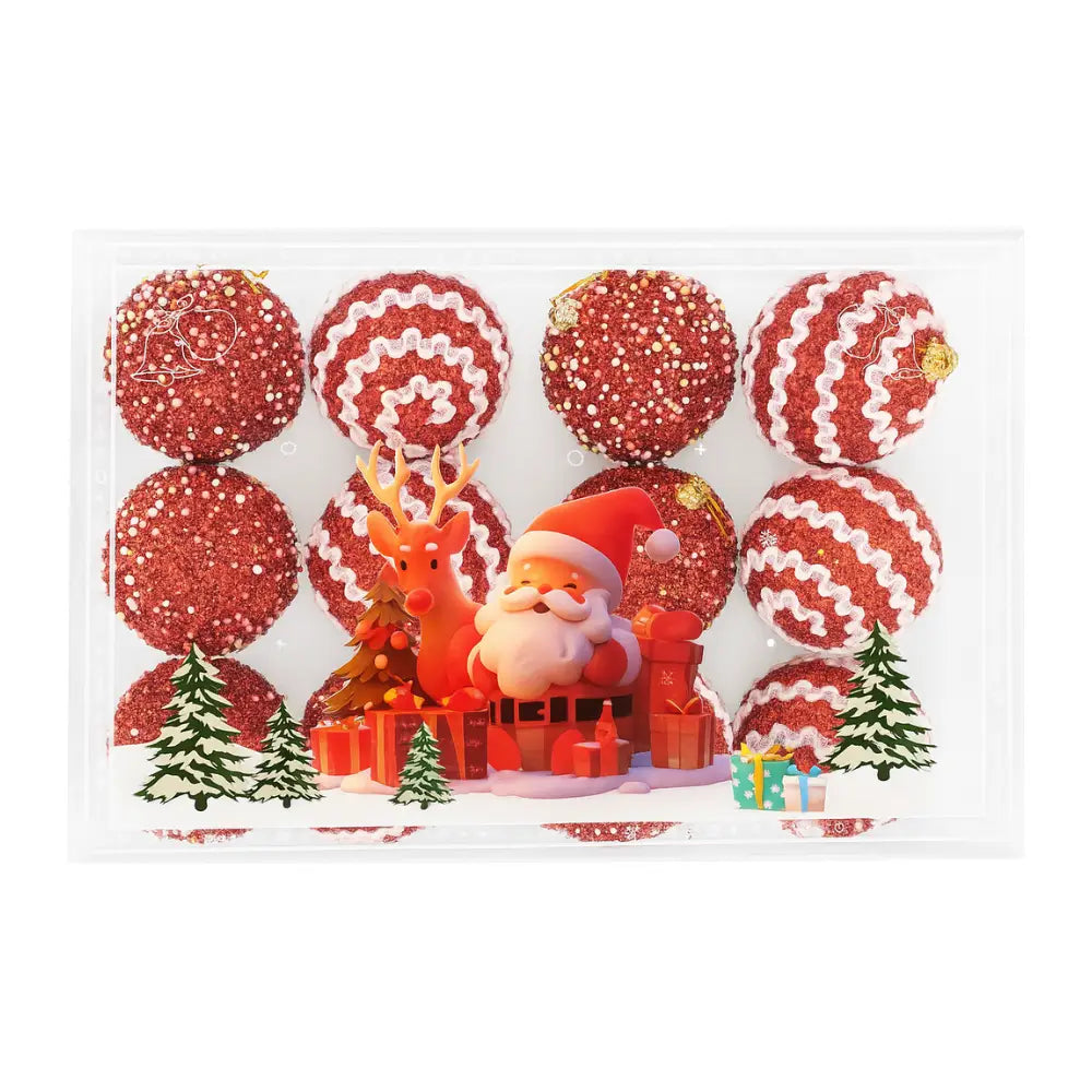 Set 12 Esferas Navideñas Decoradas Arbol Navidad Decoracion