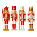 Set 4 Muñecos Cascanueces Madera 13 Cm Adorno Navideño