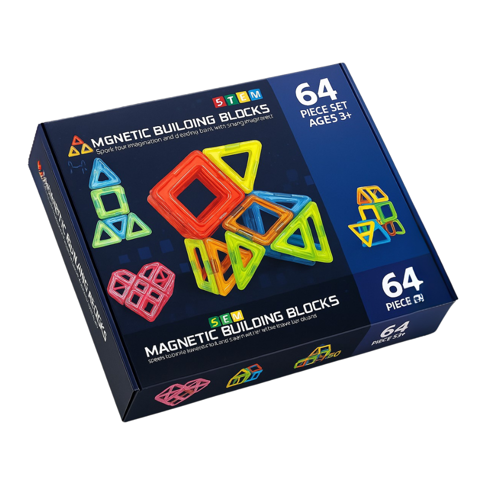 Set de Construccion Magnetico Piezas Magneticas 64 Piezas