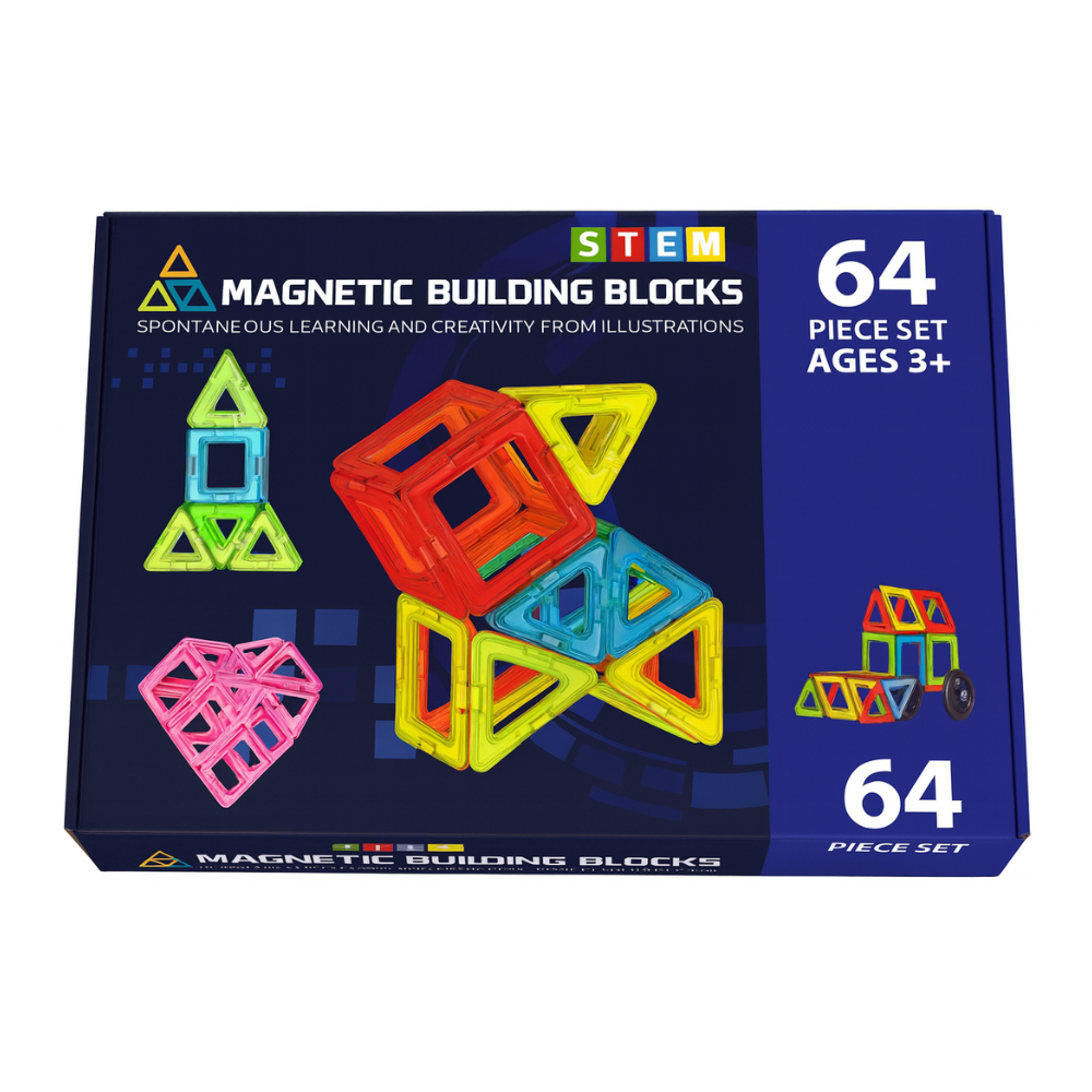 Set de Construccion Magnetico Piezas Magneticas 64 Piezas