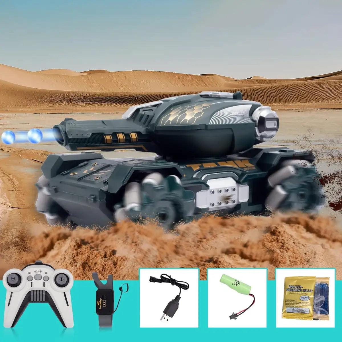 Tanque A Control Remoto Teledirigido Lanza Bolitas De Biogel