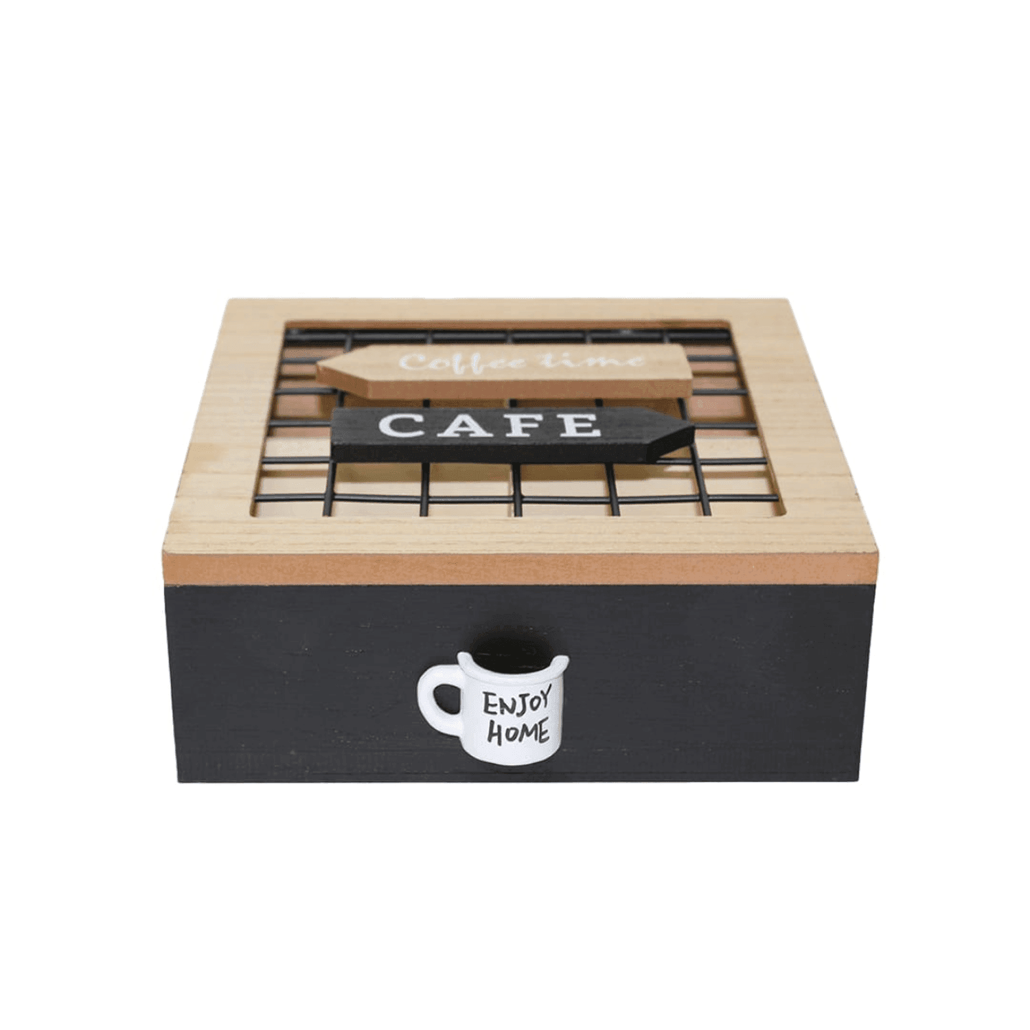 Caja De Te 4 Divisiones Tapa Con Diseño Decorativa Decohogar - Fliperex