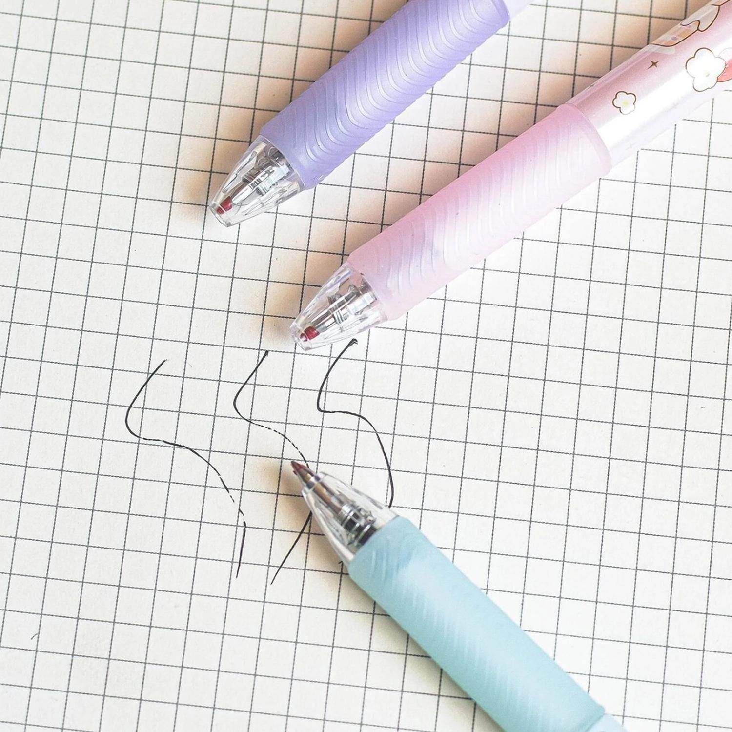 Set 6 Boligrafos Tinta Gel Negro Cute Kawaii 6 Diseños Color - Fliperex