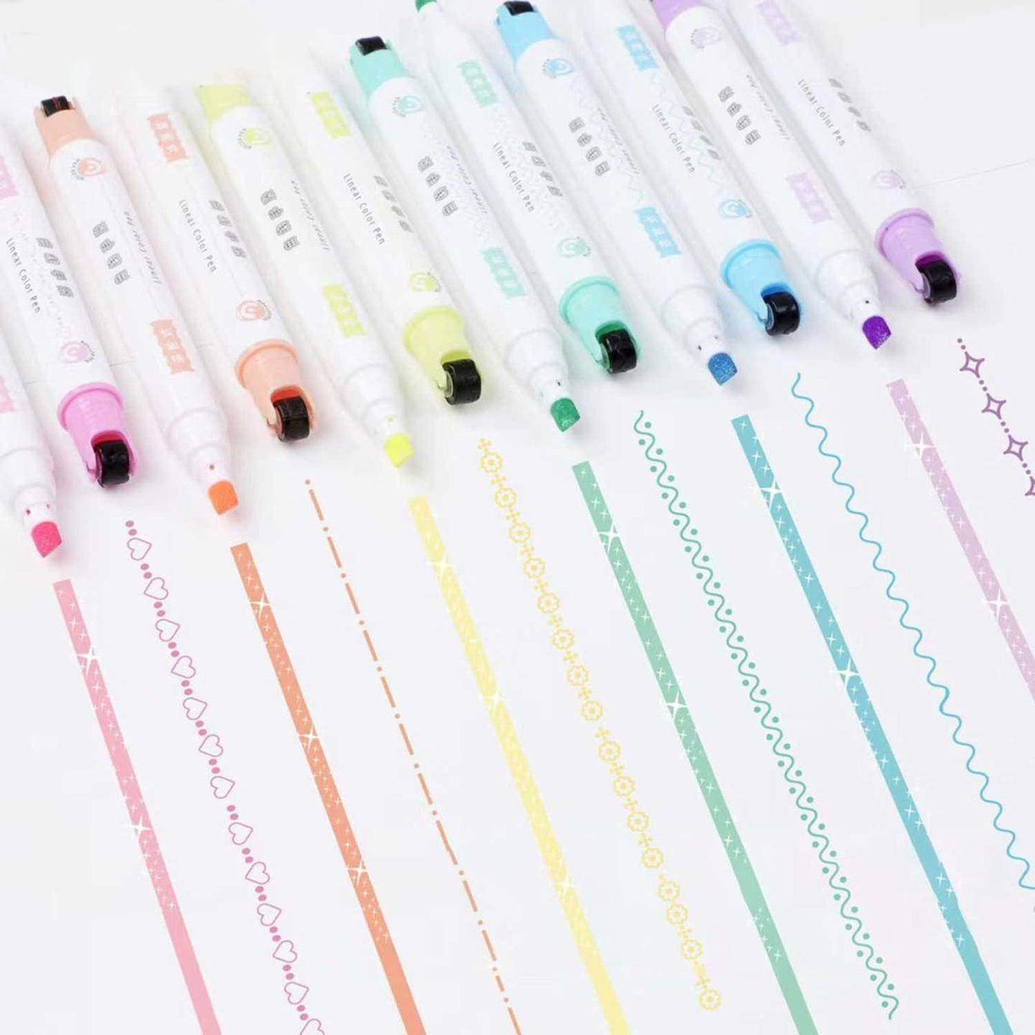 Set 6 Lapices Marcadores Con Brillo Doble Punta Diseños Arte - Fliperex