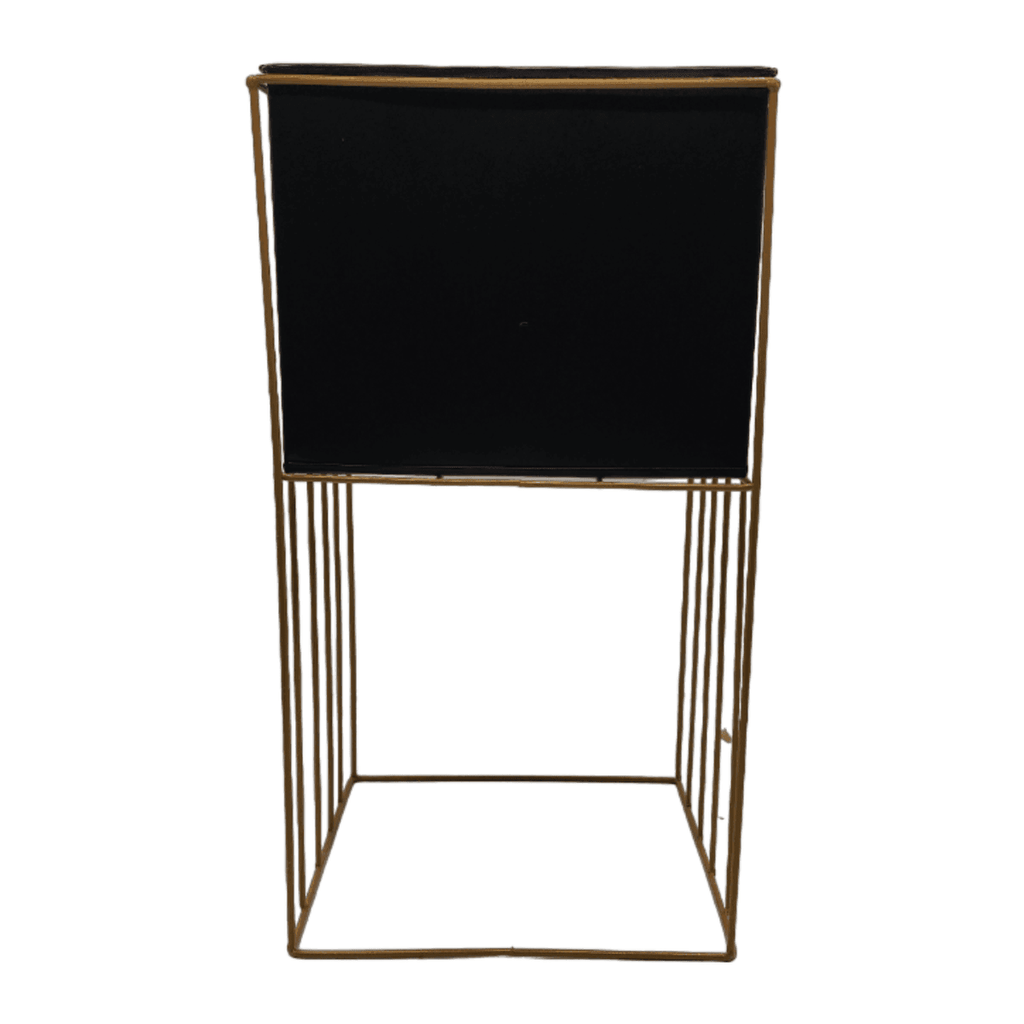 Set 2 Porta Macetero Pedestal Maceta Plantas Negro Dorado - Fliperex