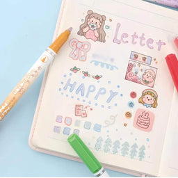 Set 8 Lapices Doble Linea Marcadores Out Line Pen Metalizado - Fliperex