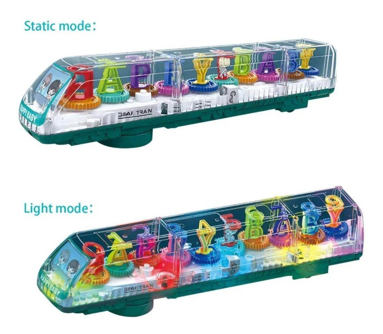 Tren Educativo Transparente Letras Y Números Luminoso - Fliperex