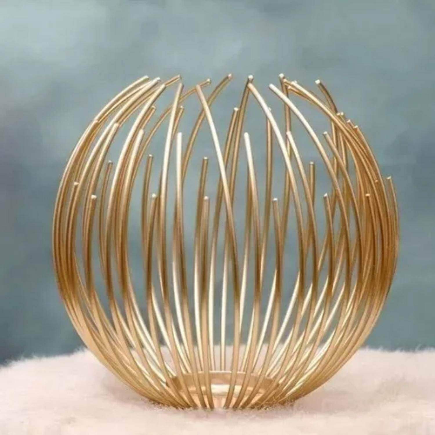 Candelabro Porta Vela Dorado Estilo Nórdico Decorativo - Fliperex