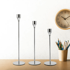 Set 3 Candelabros Porta Velas Plateado Decora Centro De Mesa - Fliperex