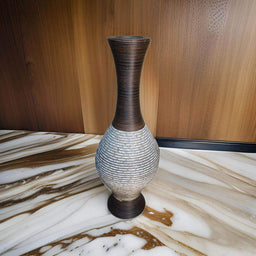 Jarron Florero Decorativo Tejido Rattan Moderno Blanco 70 CM - Fliperex