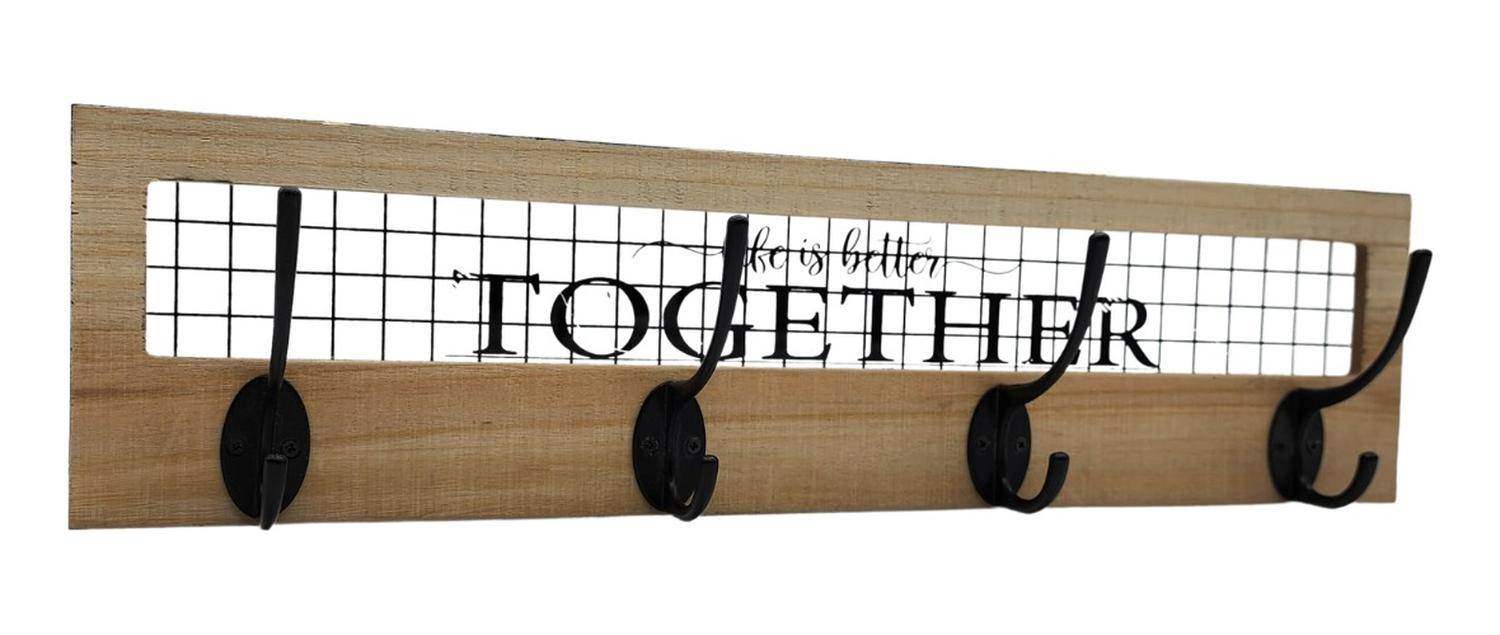 Perchero De Pared Con 4 Perchas Dobles Together - Fliperex