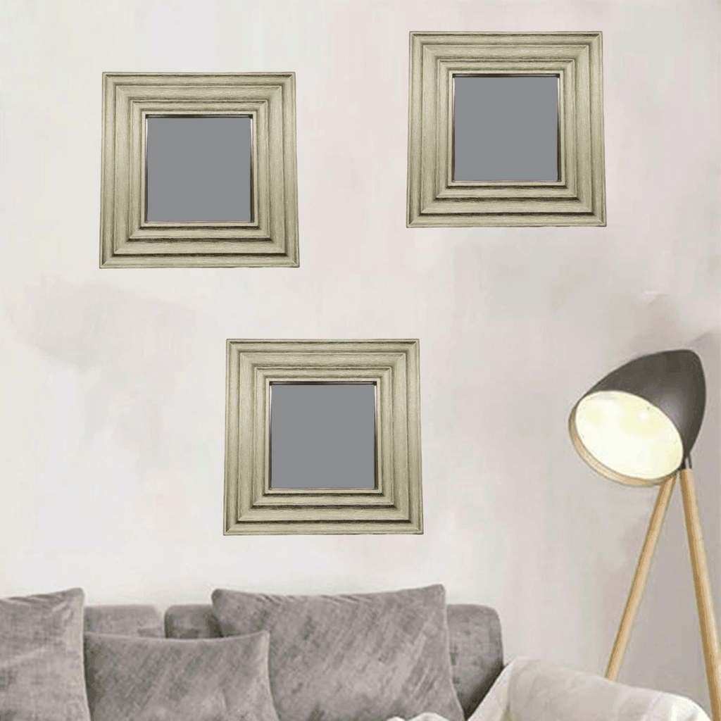 Set 3 Marcos De Espejos Cuadrados Dorados Para Decorar Hogar - Fliperex