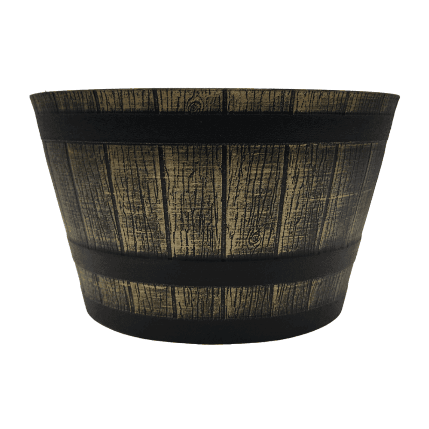 Macetero Plastico Diseño Efecto Barril De Madera Maceta L - Fliperex