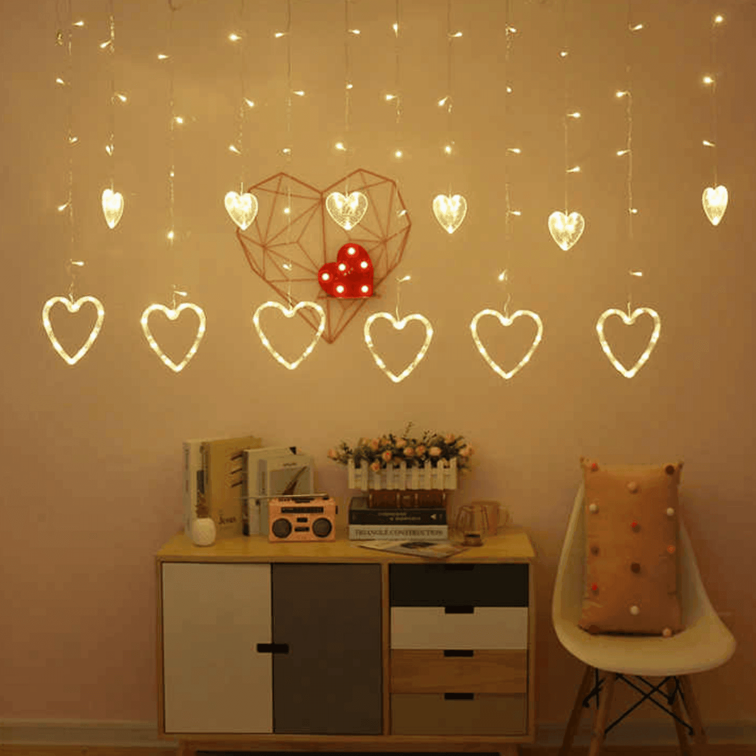 Luces Navideñas Solares Led Corazones Decoracion Navidad - Fliperex