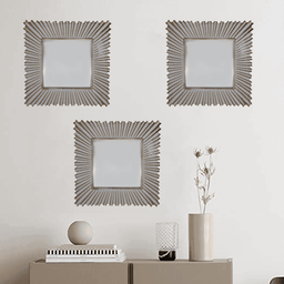 Set 3 Marcos De Espejos Cuadrados Blancos Lineas Doradas - Fliperex