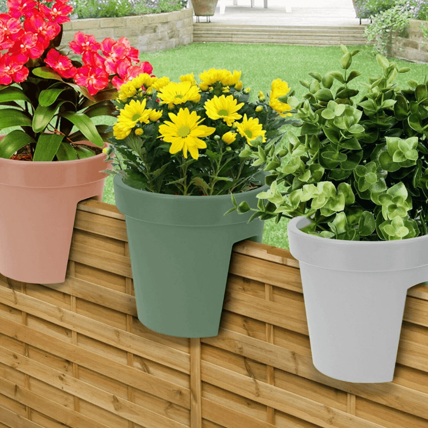 Macetero Colgante Para Balcon Terraza Plastico Maceta Jardin - Fliperex