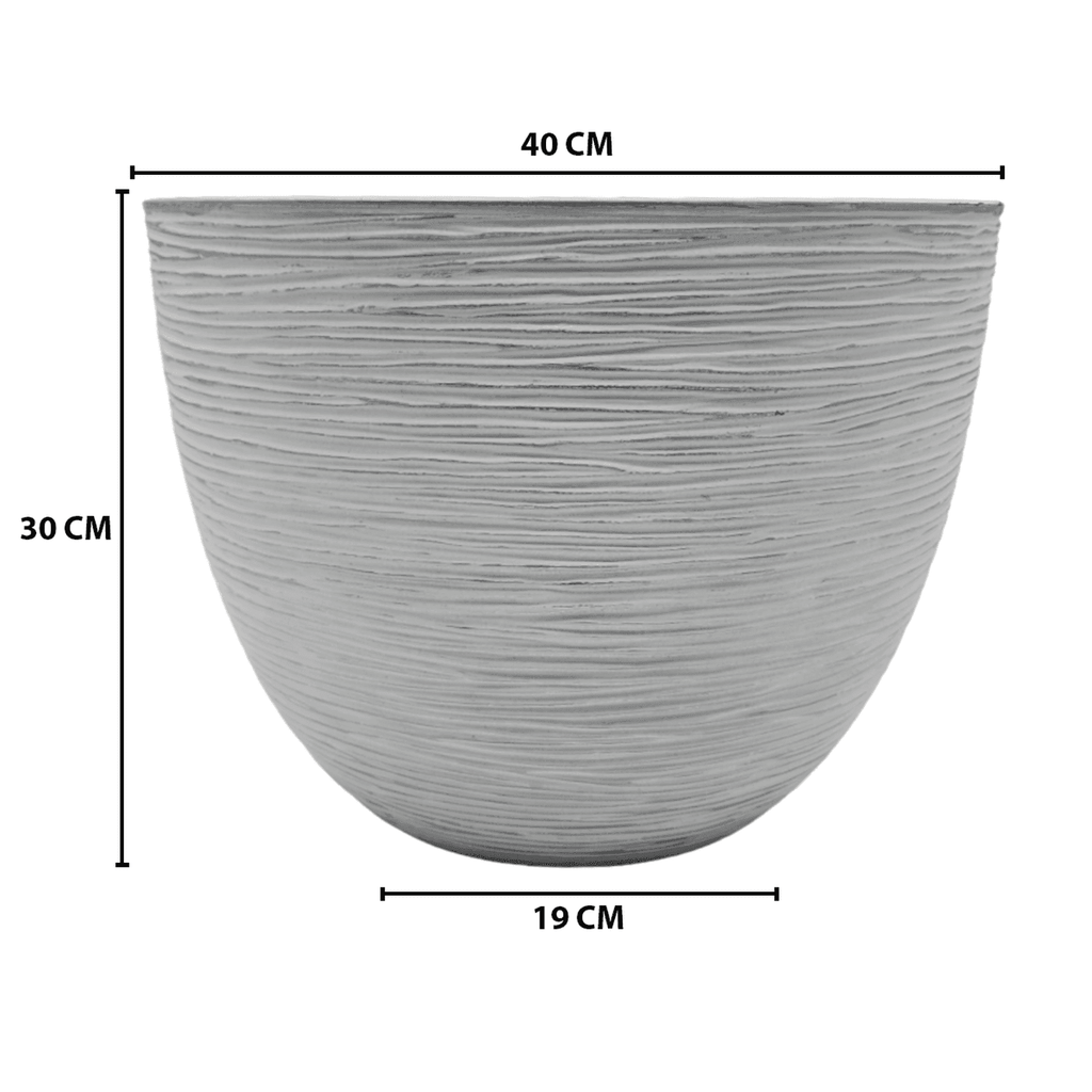 Macetero Maceta Diseño Rayas Envejecido De Plastico Blanco L - Fliperex