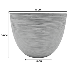 Macetero Maceta Diseño Rayas Envejecido De Plastico Blanco L - Fliperex