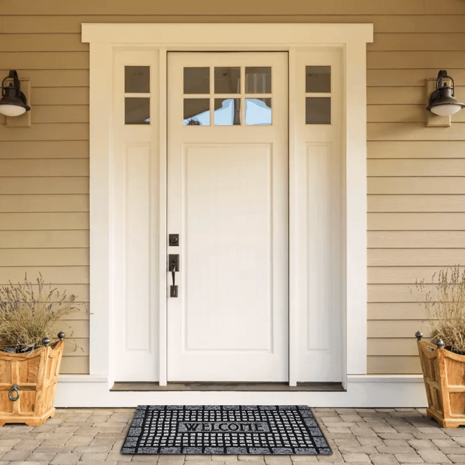 Alfombra Limpiapies Felpudo Alfombra De Entrada Piedras Gris - Fliperex