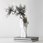 Florero Retrato Nordico Escultura Rostro De Resina Blanco - Fliperex