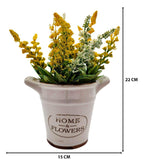 Planta Artificial Macetero Cerámica Home And Flower Amarillo - Fliperex