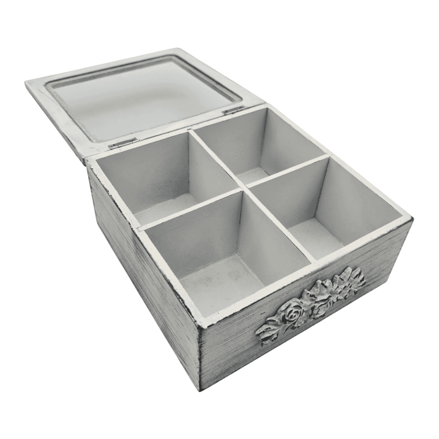 Caja De Te Porta Te Caja Para El Te Gris 4 Divisiones - Fliperex