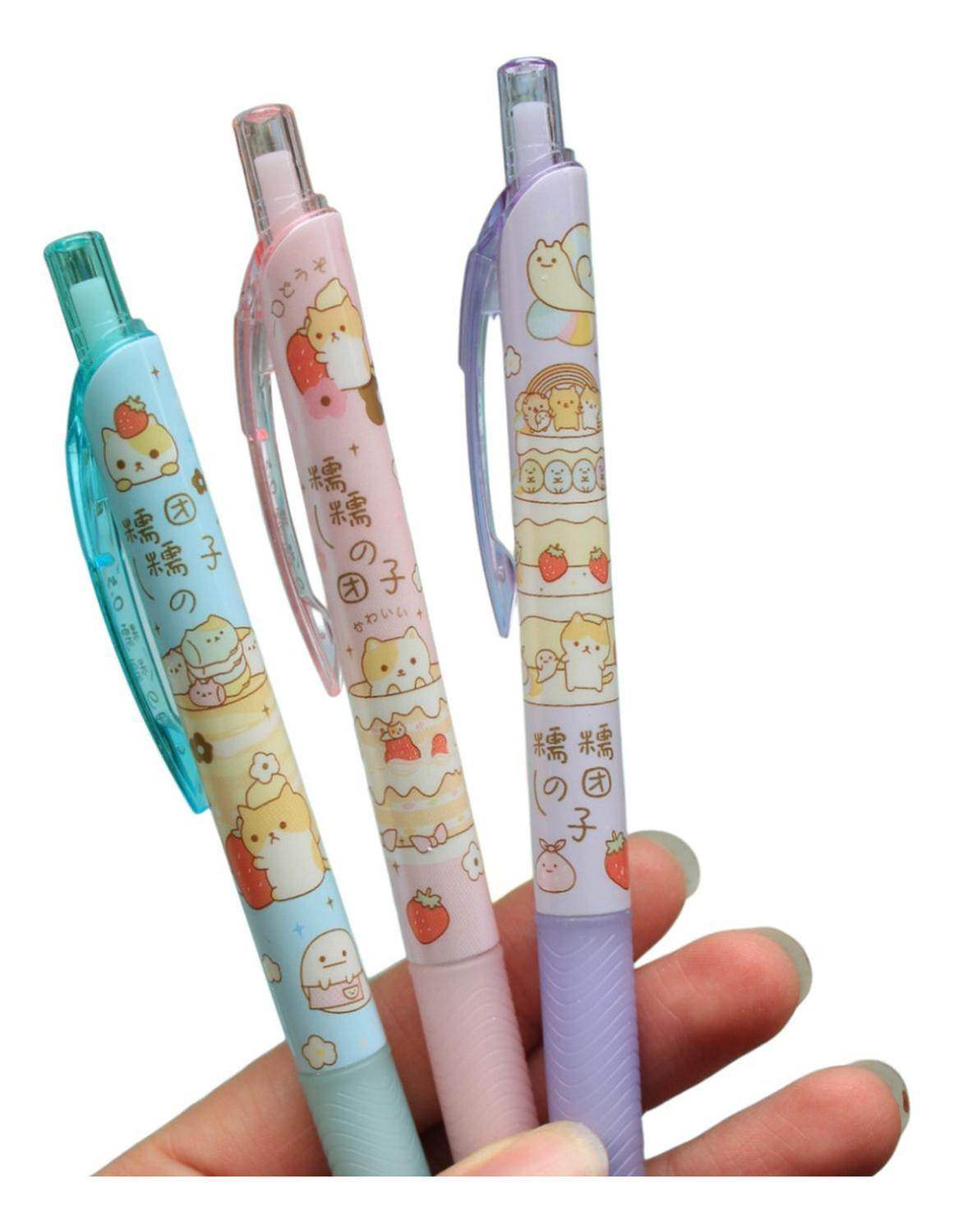 Set 6 Boligrafos Tinta Gel Negro Cute Kawaii 6 Diseños Color - Fliperex