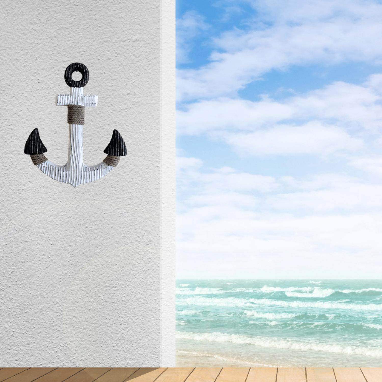 Ancla Blanco Decorativo De Madera Para Pared Decoracion - Fliperex
