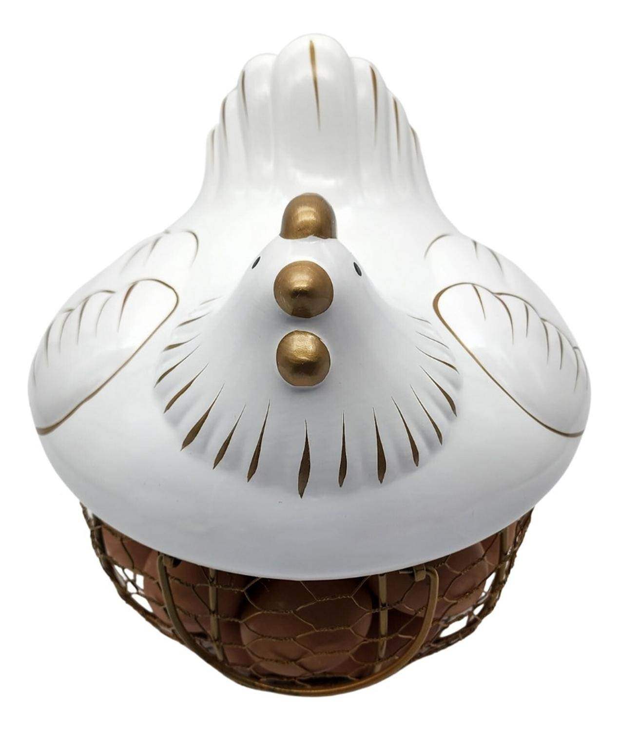 Gallina Decorativa Porta Huevos Cesta De Huevos Blanca - Fliperex