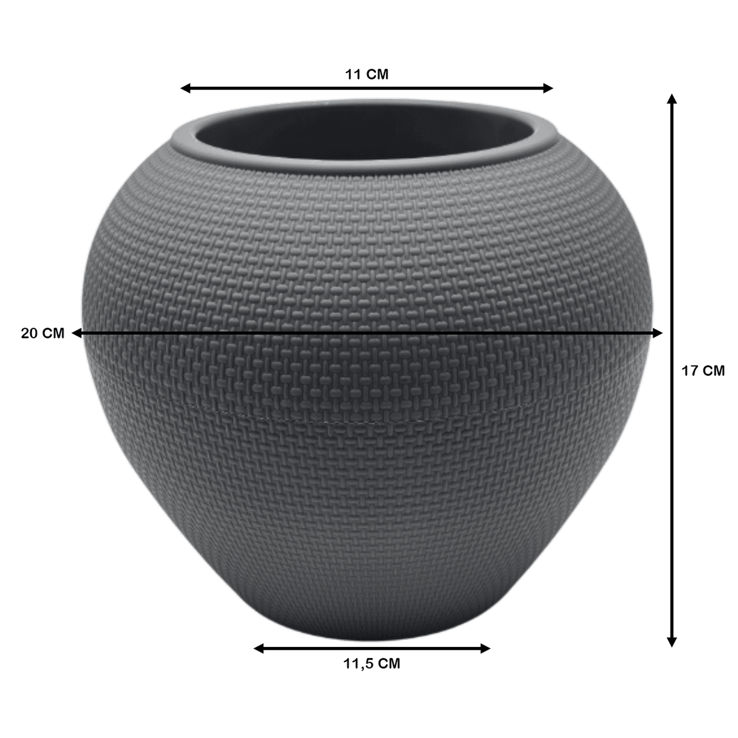 Set 3 Maceteros Plastico Redondo Ovalado Moderno Textura S - Fliperex