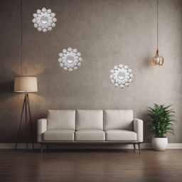 Set 3 Marcos De Espejos Flor De Loto Decorativo Blanco Deco - Fliperex