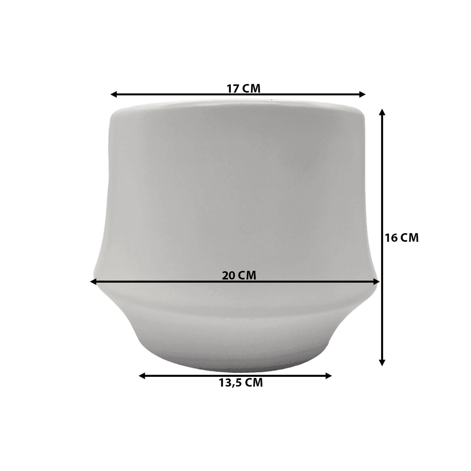 Macetero Maceta De Ceramica Elegante Blanco Liso Brillante M - Fliperex