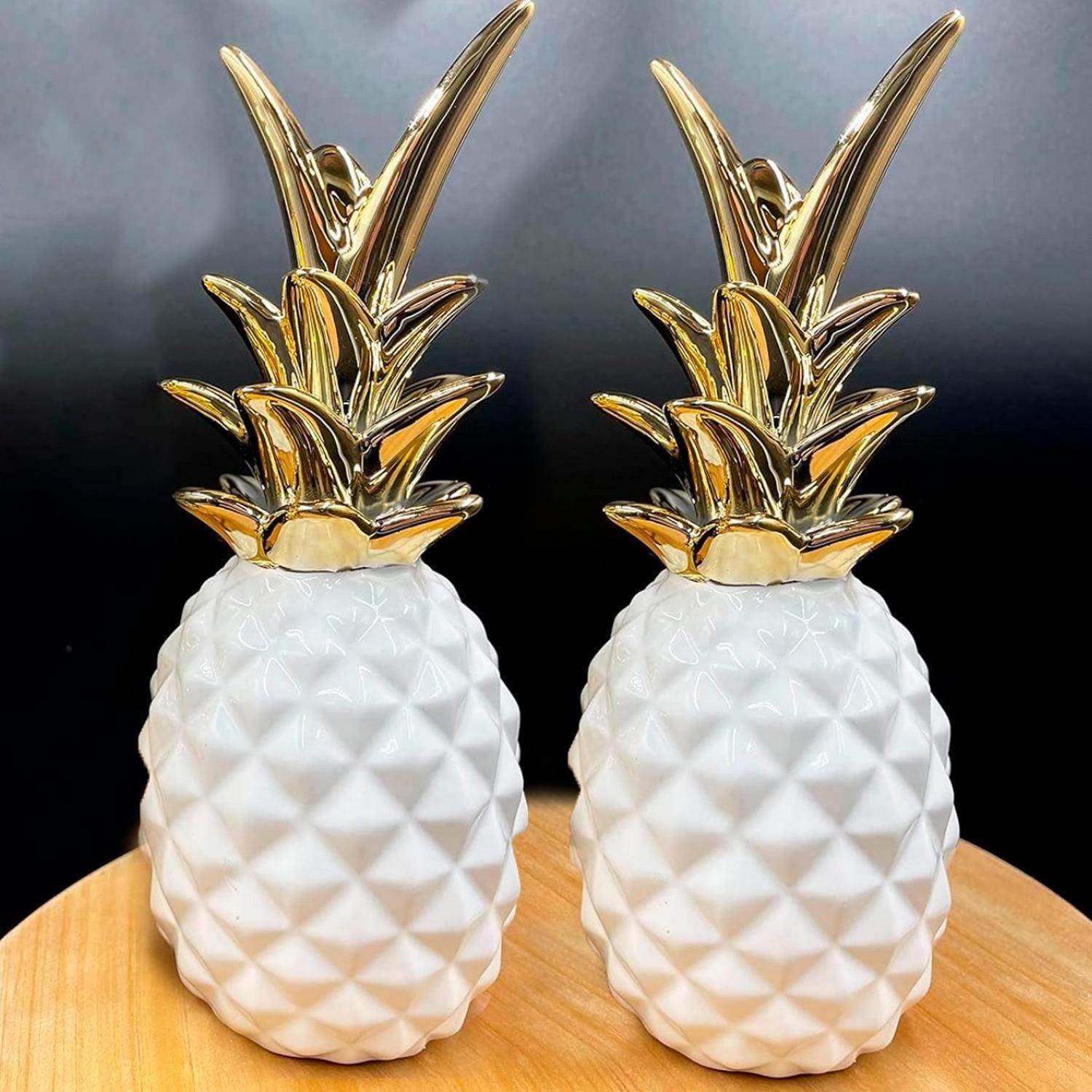 Set 2 Figuras Piñas Decorativas De Ceramica Adorno Decohogar - Fliperex