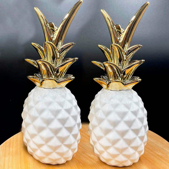 Set 2 Figuras Piñas Decorativas De Ceramica Adorno Decohogar - vista 2