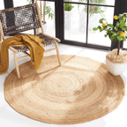 Alfombra De Yute Tradicional Rustica Circular Color Natural - Fliperex