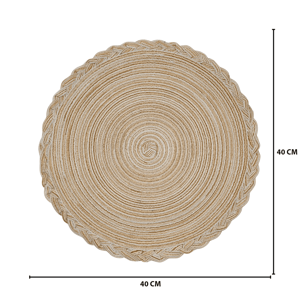 Set 6 Individuales Circulares Borde Trenzado Color Arena - Fliperex
