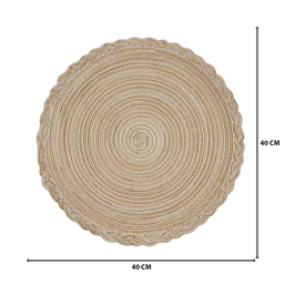 Set 6 Individuales Circulares Borde Trenzado Color Arena - Fliperex