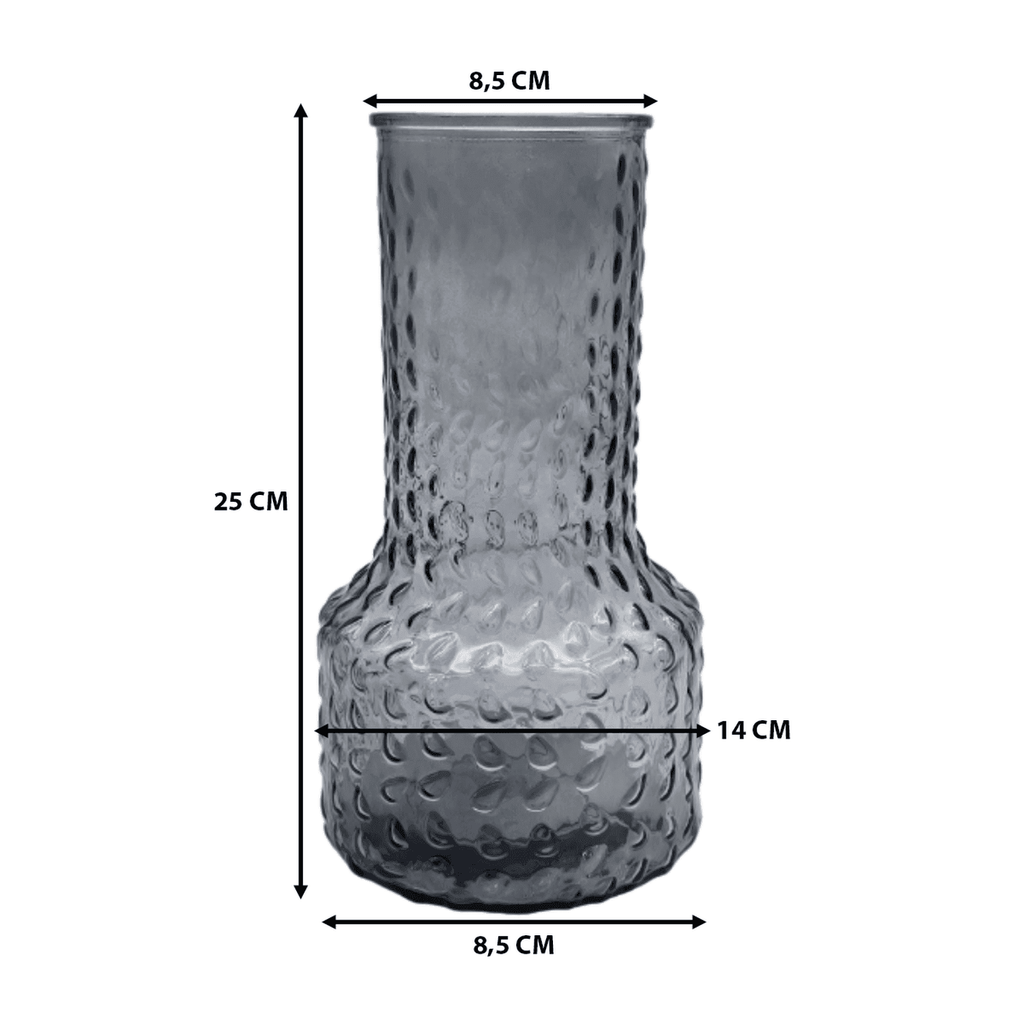 Florero Decorativo De Vidrio Con Diseño Base Ancha Gris 25 - Fliperex