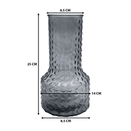 Florero Decorativo De Vidrio Con Diseño Base Ancha Gris 25 - Fliperex