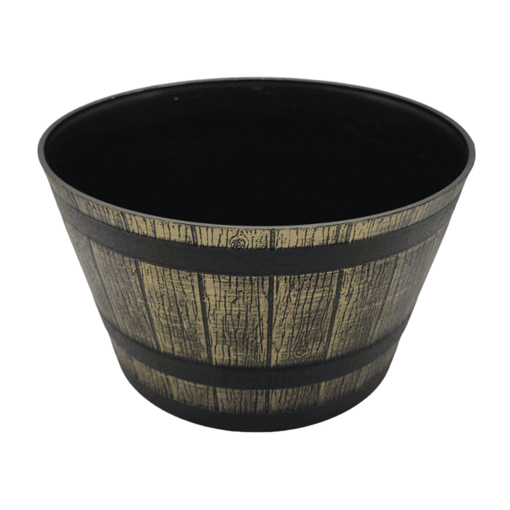Macetero Plastico Diseño Efecto Barril De Madera Maceta XL - vista 2