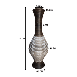 Jarron Florero Decorativo Tejido Rattan Moderno Blanco 70 CM - Fliperex