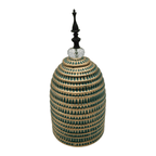 Jarron Florero Ceramica Decorativo Verde Con Dorado Egipcio - Fliperex