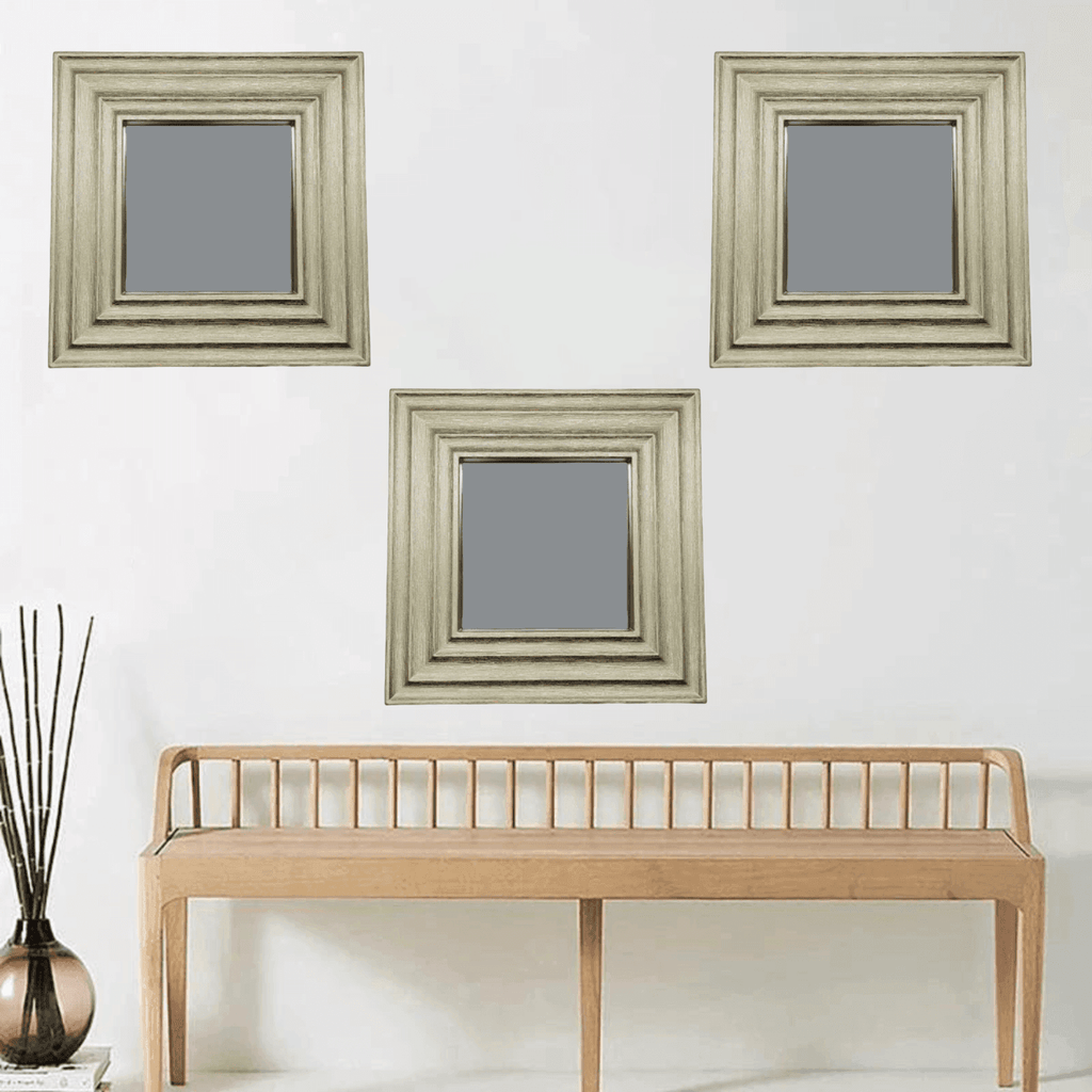 Set 3 Marcos De Espejos Cuadrados Dorados Para Decorar Hogar - Fliperex