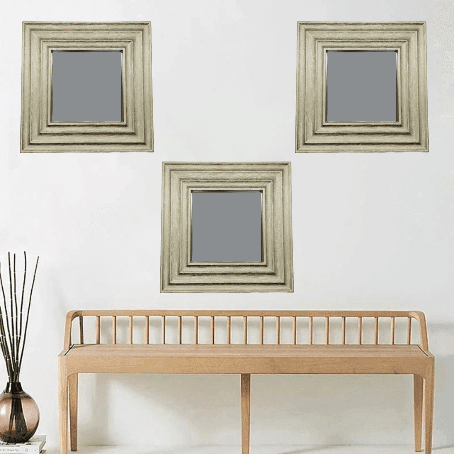 Set 3 Marcos De Espejos Cuadrados Dorados Para Decorar Hogar - Fliperex